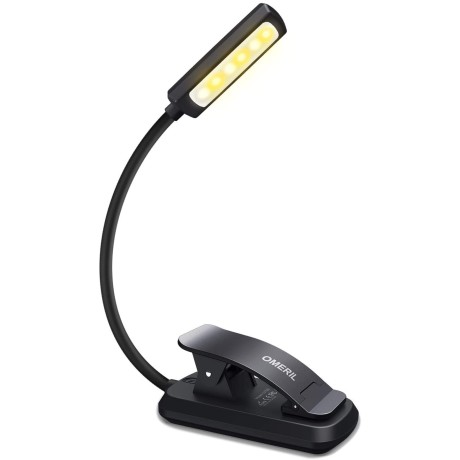USB lampička na čtení s klipsem Omeril LD100 - 6 LED, černá