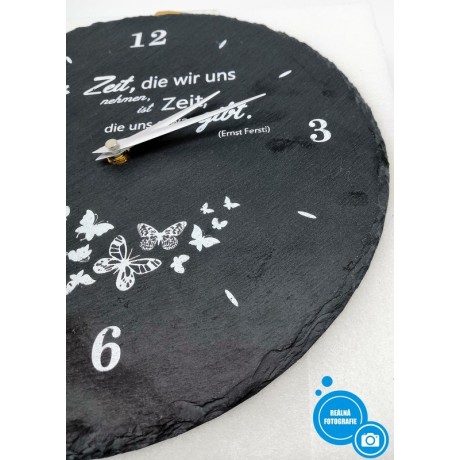 Nástěnné břidlicové hodiny Weltbild 134357931, Butterfly