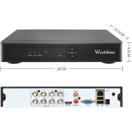 Síťový DVR videorekordér Westshine WS-A1608B-LM(8kanálů), černá