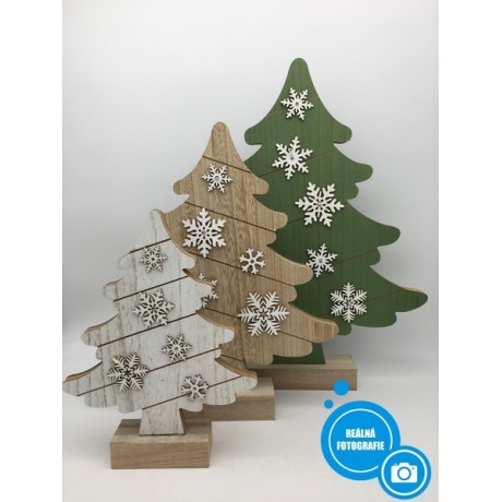 Dřevěná vánoční dekorace 3 led stromky 32, 43, 53 cm