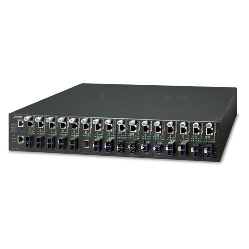 Konvertor síťové kabeláže Planet MC-1610MR Dual AC (100~240V AC), 16 slotů