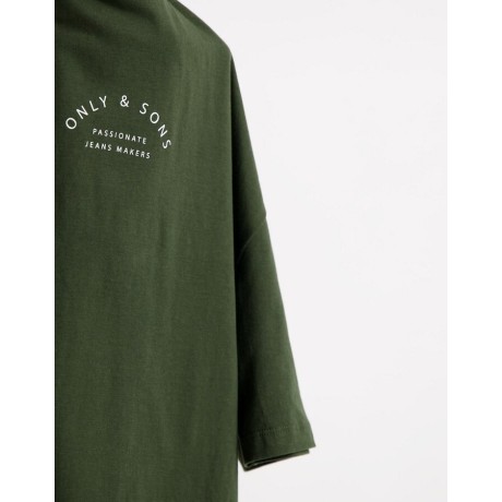 Pánské tričko ONLY & SONS relaxed fit logo t-shirt in forest green, vel. XS
