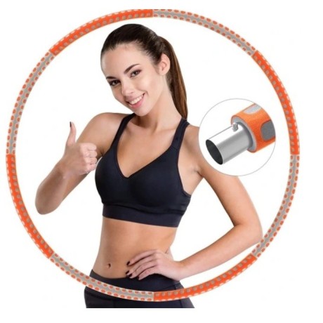 Skládací fitness obruč Hula Hoop Frecoo, O 94 cm, oranžovo-šedá