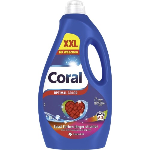 Tekutý prací prostředek pro déle zářivé barvy Coral Optimal color XXL, 3L (60 praní)