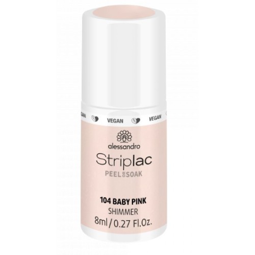Gelový UV/LED lak na nehty Alessandro Striplac Peel or soak, Baby pink 104, 8ml