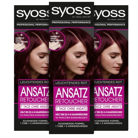 Semipermanentní barva na vlasy Syoss Root Retoucher Bright Red Level 1, 3 x 60ml