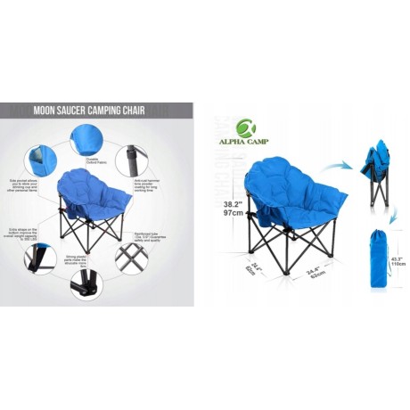 Kempingová skládací židle Alpha Camp, nosnost 150 kg, modrá