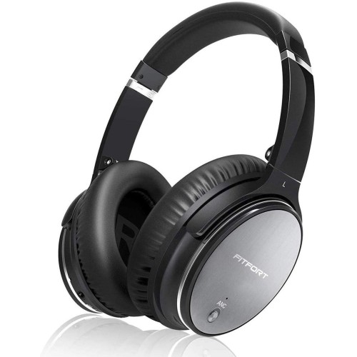 Bezdrátová sluchátka Fitfort L1 Pro s ANC (aktivní potlačení zvuku), stříbrno-černá
